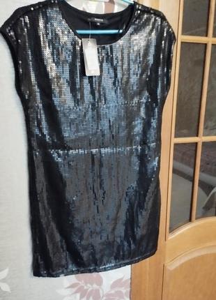 Чорна сукня плаття в паеткі блискуча міні сукня вечірня5 фото