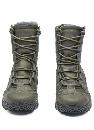 Тактичні зимові берці/черевики хакі з натуральної шкіри та хутра, військове зимове взуття розміри 39-46, тактические зимние берцы ботинки8 фото