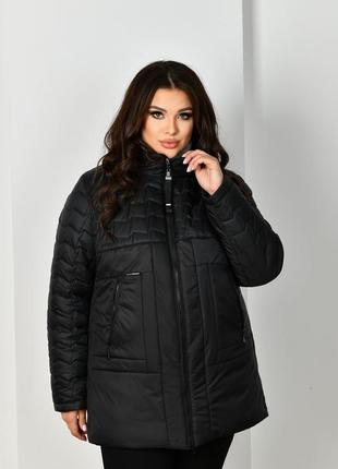 Гарна коротка зимова куртка великих розмірів 50-60 різні кольори чорна1 фото