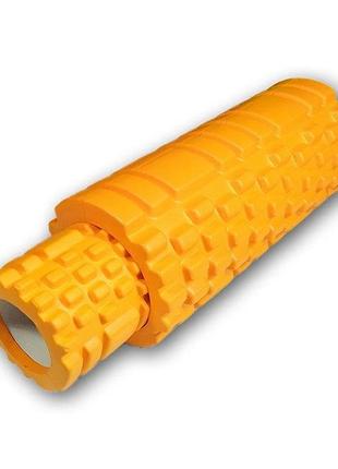 Массажный ролик easyfit grid roller double 33 см оранжевый