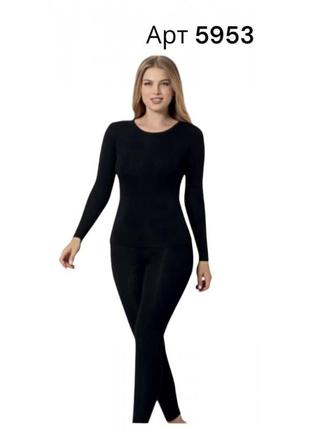 Термо костюм женский thermal начес лосины лонгслив sevim арт 5953 черный1 фото