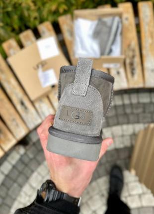 Угги ugg classic ultra mini grey suede7 фото