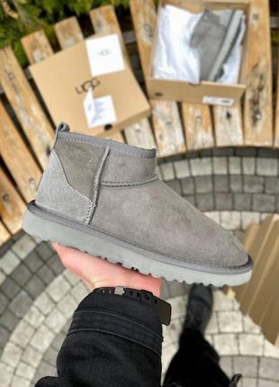 Угги ugg classic ultra mini grey suede