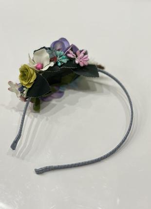 Обруч на голову з квітами ручна робота3 фото
