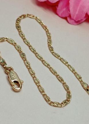 Отличный браслет 19см, немецкое плетение (улитка). позолота.