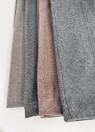 Теплые брюки палаццо из костюмной шерсти на резинке8 фото