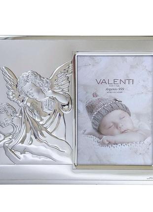 Срібна фоторамка дитяча ангел біля дитини (19,5 x 25 см) valenti 51087 3xl