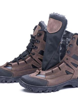 Тактичні військові зимові черевики/берці з натуральної шкіри та хутра, військове зимове взуття4 фото