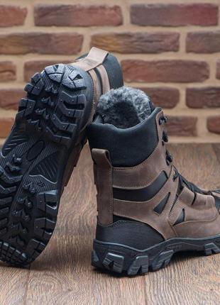 Тактичні військові зимові черевики/берці з натуральної шкіри та хутра, військове зимове взуття9 фото
