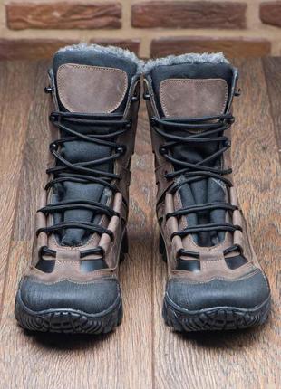 Тактичні військові зимові черевики/берці з натуральної шкіри та хутра, військове зимове взуття8 фото