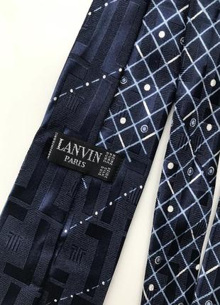 Шелковый темно-синий галстук lanvin винтаж жаккардовый шелк вінтажна краватка