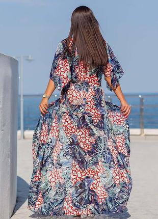 Женская пляжная туника в больших размерах 10242-3 "макраме принт макси" в расцветках8 фото