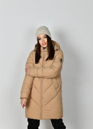 Очень теплый пуфер пальто пуховик молодежный прямого кроя на био-пухе 44-54 размеры разные цвета кемел5 фото