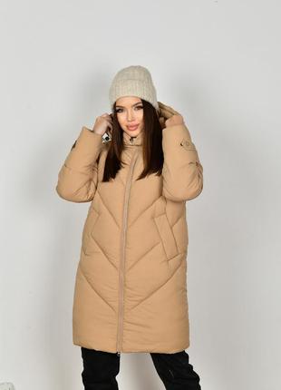 Очень теплый пуфер пальто пуховик молодежный прямого кроя на био-пухе 44-54 размеры разные цвета кемел4 фото