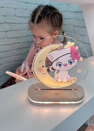 🌙 детский ночник "котенок на луне"