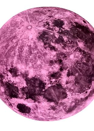Наклейка місяць рожевий світиться в темряві 50 см.2 фото