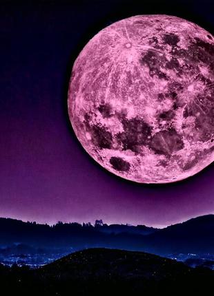 Наклейка місяць рожевий світиться в темряві 50 см.3 фото