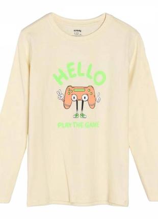 Дитячий лонгслів "hello" бежевий. розмір 116