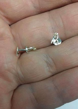 Серьги серебро 925 плёнки серебряные котики имп 20280