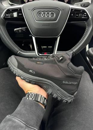 Зимние мужские ботинки salomon shelter black white fur (мех) 44-45