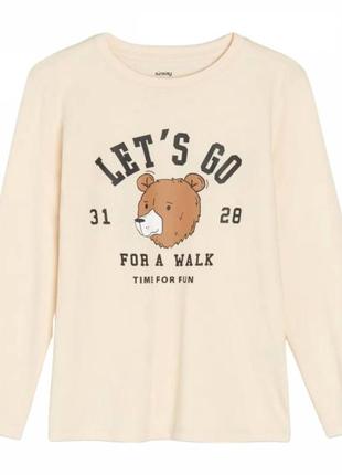 Дитячий лонгслів "lets go" бежевий. розмір 104