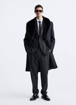 Пальто мужское шерстяное с воротником zara new1 фото