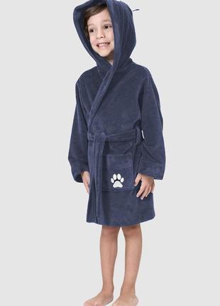 Халат дитячий nusa 33019 для хлопчика з вушками, сірий 110-116 (5-6 л)