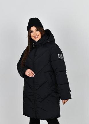 Очень теплый пуфер пальто пуховик молодежный прямого кроя на био-пухе 464 размеры разные цвета черный5 фото