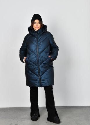 Очень теплый пуфер пальто пуховик молодежный прямого кроя на био-пухе 46 размеры разные цвета синий2 фото