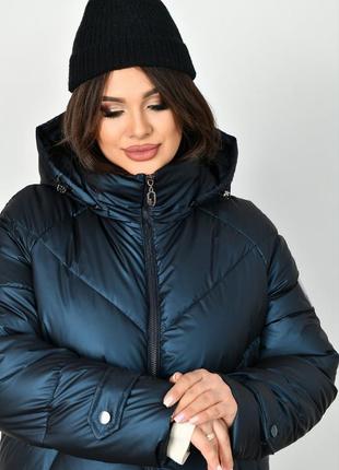 Очень теплый пуфер пальто пуховик молодежный прямого кроя на био-пухе 46 размеры разные цвета синий5 фото