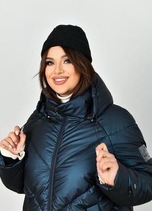 Очень теплый пуфер пальто пуховик молодежный прямого кроя на био-пухе 46 размеры разные цвета синий4 фото
