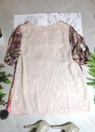 Невероятно красивая блузка блуза кофточка бежевая  цветочны тропичны принт4 фото