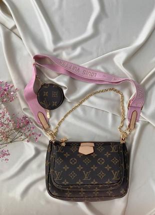 Multi pochette brown/pink сумка lux!👜2 фото