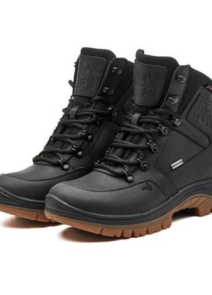 Тактические зимние военные ботинки / полуберцы / короткие берцы из натуральной кожи в черном цвете размеры 36-48