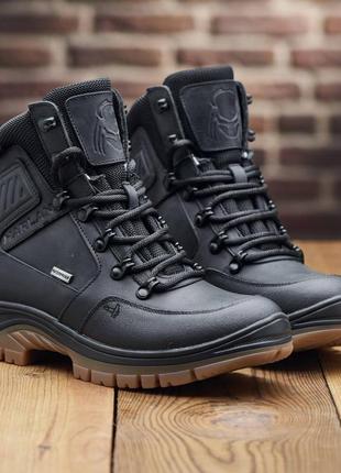 Тактичні зимові військові черевики / напівберці /короткі берці в чорному кольорі з натуральної шкіри розміри 36-486 фото