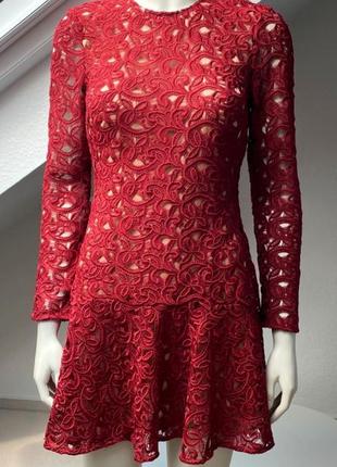 Ажурное платье из кружева от zara красное платье2 фото