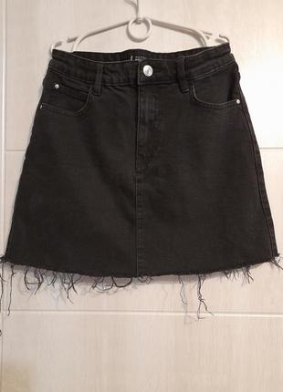 Юбка джинсовая черная1 фото