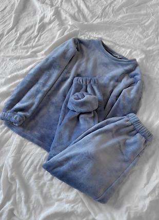 Махровая теплая пижамка женская 🍊5 фото