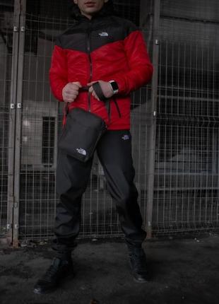 Комплект куртка tnf черно-красная + штаны tnf. борсетка tnf в подарок!