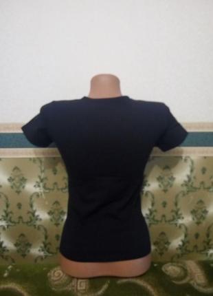 Женская футболка однотонная с коротким рукавом топ. цвет черный2 фото