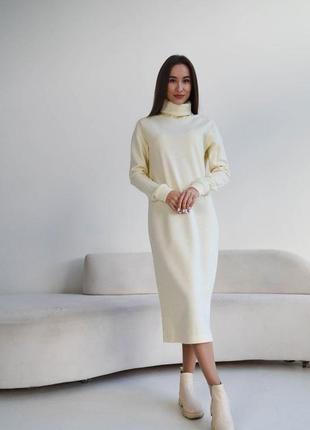 Теплое зимнее платье эрин чулок из вязки ангора 42-56 размера молочное7 фото