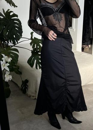 Черная утепленная флисом карго юбка1 фото