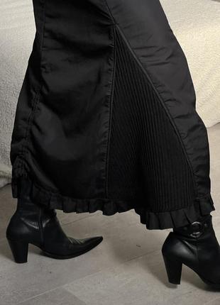 Черная утепленная флисом карго юбка8 фото