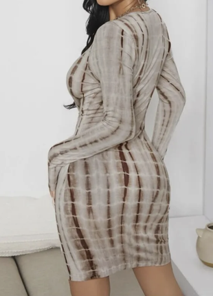 Сукня з рукавами бренду shein з цікавим принтом у беж відтінках5 фото