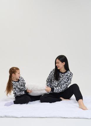 Тепла, байкова піжама для дівчат  3-8 років панди6 фото