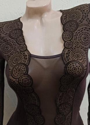 Eldar mizel кофточка блузка женская длинный рукав шоколадно коричневая размер s, xl2 фото