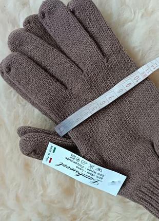 Теплые шерстяные мужские бежевые итальянские перчатки4 фото