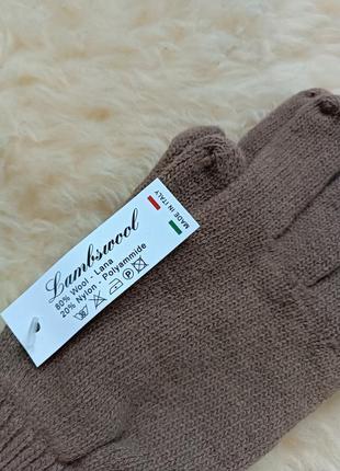Теплые шерстяные мужские бежевые итальянские перчатки2 фото