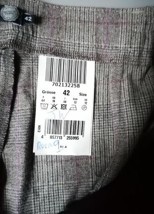 Тёплые шерстяные укороченные брюки в клетку 6