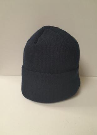 Шапка чоловіча синя з відворотом  на флісі зима с-5299 .